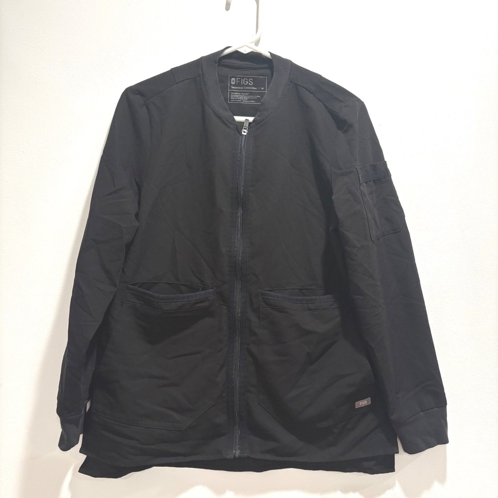 FIGS Bailey Scrub Jacket Black  W18SW1007 Women Medium